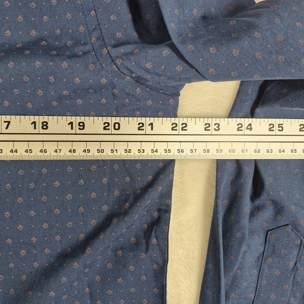 Lucky Brand 4 Way Stretch Button Up Shirt Men's Large Blue Slim Geometric NWT - Picture 2 of 9